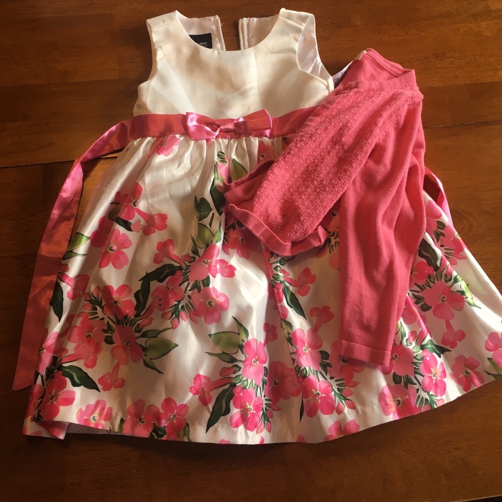Floral Print Easter Dress and Sweater
